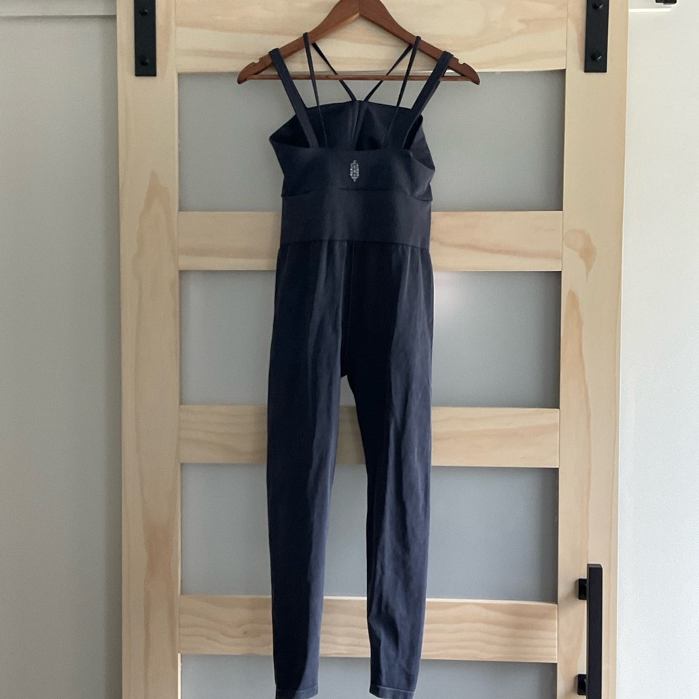 Free People Movement Cutout Onesie Jumpsuit Navy Blue M/L Strappy Back - Picture 4 of 4
